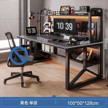 Storage Desktop Gaming Table European Wooden Computer Desks Home Office Furniture Student Writing Desk Integrated Desk Bookshelf