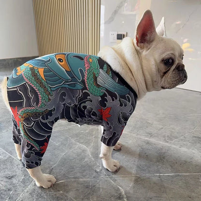 Creative Pet Tattoo Clothes Suitable For Fadou, Bago, Corgi, Bulldog Spring T-shirts, Interesting Social Dog Pet Clothes S-XXL