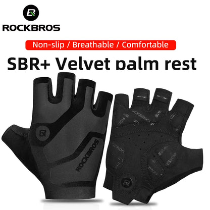 ROCKBROS Cycling Gloves Breathable Shockproof Bike Gloves Summer Half Finger Gloves MTB Mountain Bicycle Gloves Sports Gloves