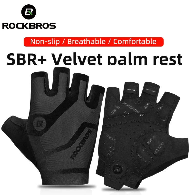 ROCKBROS Cycling Gloves Breathable Shockproof Bike Gloves Summer Half Finger Gloves MTB Mountain Bicycle Gloves Sports Gloves