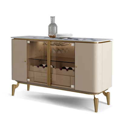 For Dining Room Bar Cabinet Buffet Sideboard Luxury Modern Furniture White Marble Top Living Room Side Cabinets with Gold Legs