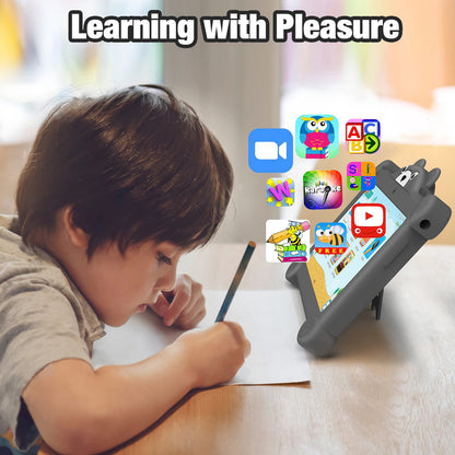 PRITOM Kids Learning Tablet PC 7 inch Android 2GB RAM 32GB ROM WiFi Bluetooth with Bear-shaped protective case