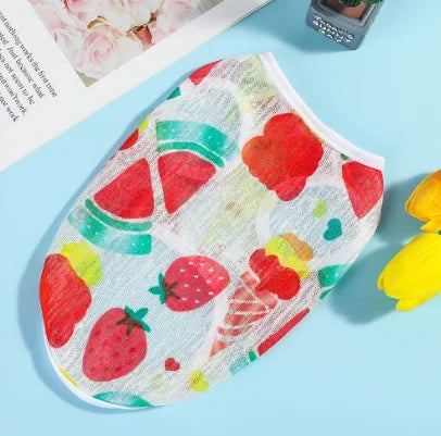 조끼Pet Clothing Original Cartoon Cute Summer Westernized Cat and Dog Clothing Thin Ventilate Sweatshirt Pet Clothing Cotton Print
