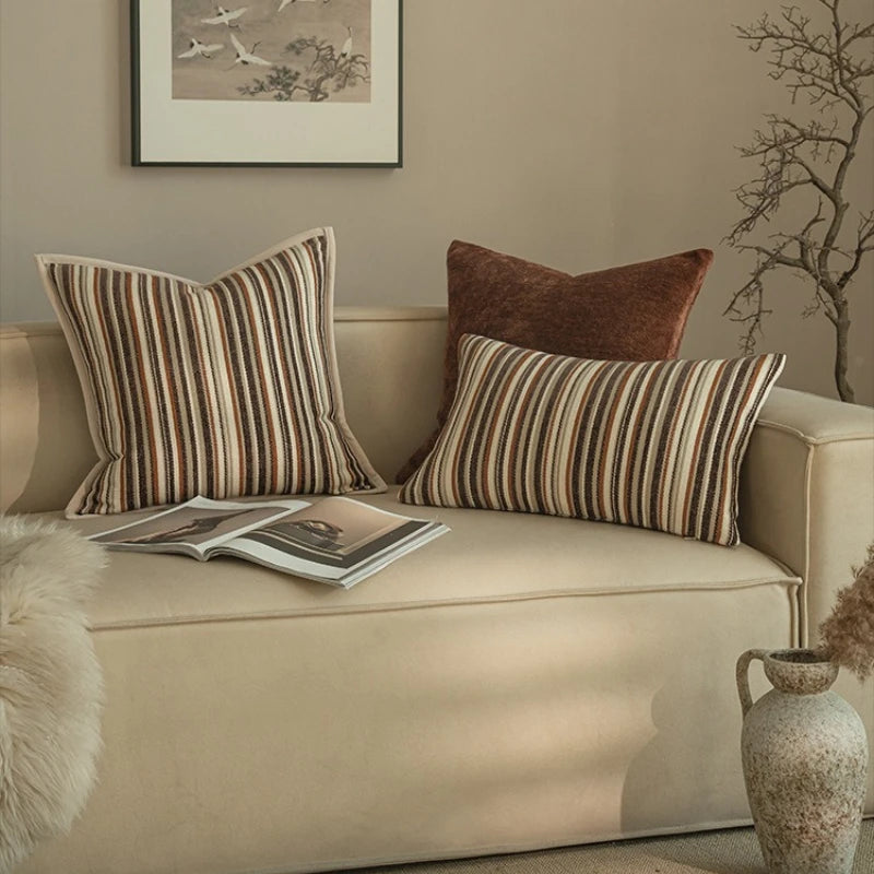 Premium Living Room Sofa Cushion Cover Chenille Texture Geometric Jacquard Pillowcase Modern High-End Pillow Covers Decorative