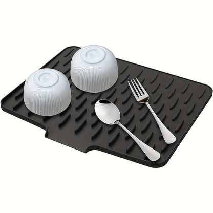 Kitchen Silicone Drain Mat with Built-in Drainage Design, Easy to Clean, Suitable for Countertops, Sinks, Refrigerators
