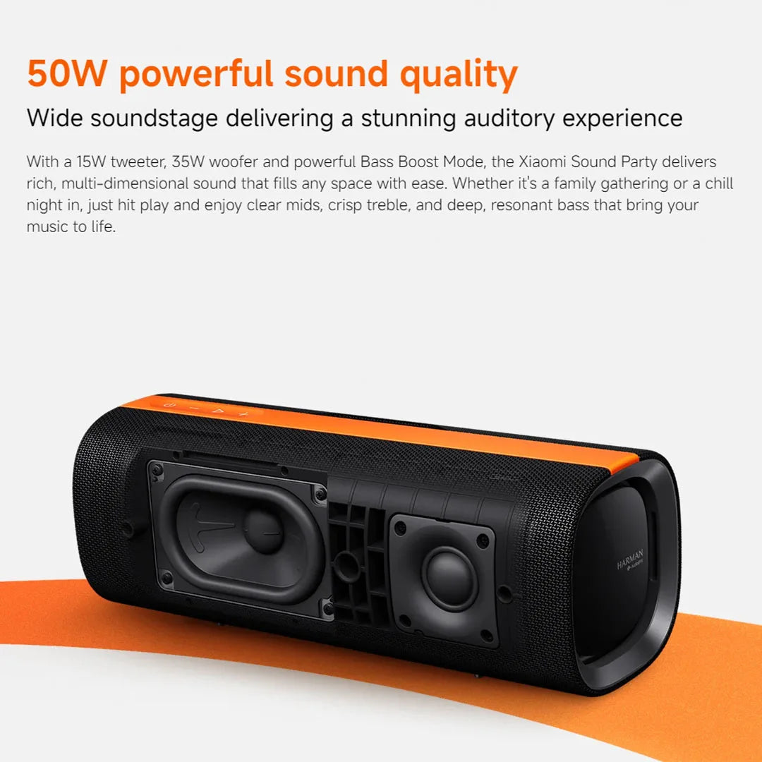 Xiaomi Sound Party 50W Powerful Sound Quality Harman AudioEFX TWS mode 26h Playtime Supports PD Fast Charging ＆ Reverse chargin