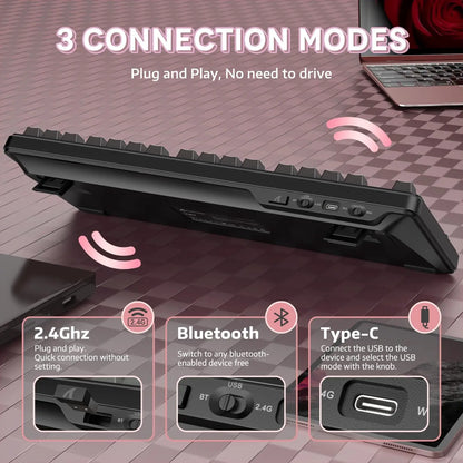 Attack Shark X87 Wireless Mechanical Keyboard, Hot Swappable Gasket Gaming Keyboard RGB Backlit Gaming Keyboard,BT/2.4GHz/USB-C
