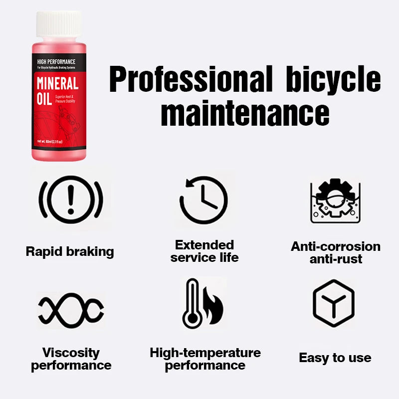 Bike Brake Mineral Oil 60ml/2.1oz Ideal for Shimano and Tektro Hydraulic Brake Systems Mountain Bike Accessories