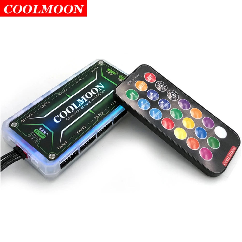 COOLMOON RGB Light Remote Controller DC 12V 5A LED Color Intelligent Controller LED Power Light-Emitting Side Panel for Desktop