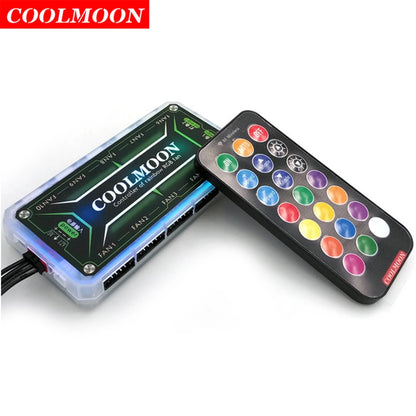 COOLMOON RGB Light Remote Controller DC 12V 5A LED Color Intelligent Controller LED Power Light-Emitting Side Panel for Desktop
