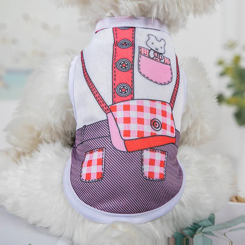 Cartoon Print Pet Clothes for Small Dogs Summer Quick Drying Kitten T Shirt Non Wrinkle Yorkshire Vest  Colorfast Pet Clothing