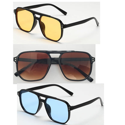 Women Men Square Sun Glasses Retro Polygon Sunglasses Female Black Vintage Fashion Ladies Sunglasses Double Beam Eyeglasses