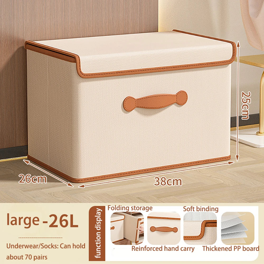 Storage Bins with Lids, Collapsible Closet Organizer Container, Fabric Organizer Box with Handles, Storage Boxes for Clothes