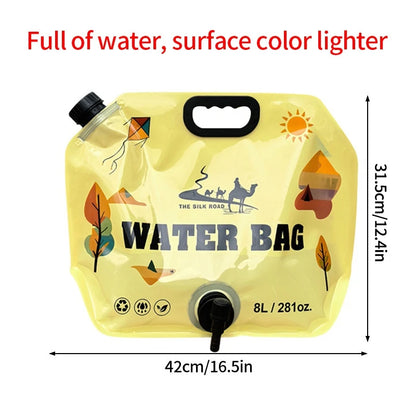 Camping Foldable Water Bag with Bottle Tap 8L Outdoor Hiking Water Bucket Bag Large Capacity Water Container Camping Supplies