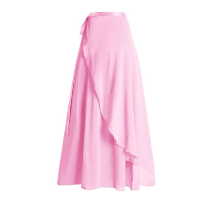 Women Ballet Dance Skirt Asymmetric Long Dance Skirt Wrap Skirt with Tie Waist Skate Over Scarf Skirt Dancewear