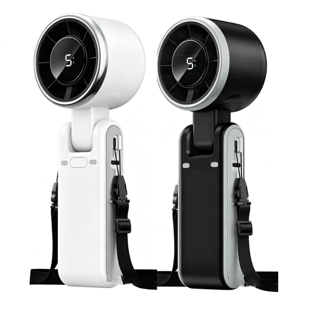 Handheld Fan Portable Foldable USB Rechargeable, Ultra Quiet 5-speed Adjustable, 1200mAh Battery (10 Hours Running Time)