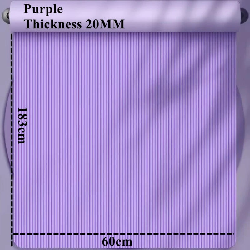 183x60cm Fitness 20mm Thick Workout Yoga Mat Indoor Pilates Noise Reduction Yoga Mat Moisture-proof Non-Slip Durable Exercise