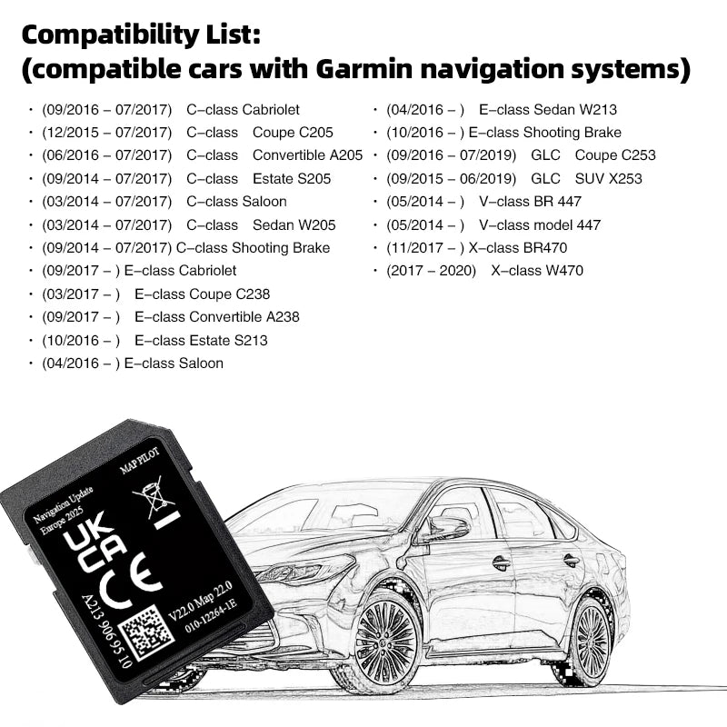 for Mercedes C E V X-class GLC Car 2026 Sat Nav 32GB NTG5 Garmin System Navigation Europe map A2139069510 V22 GPS