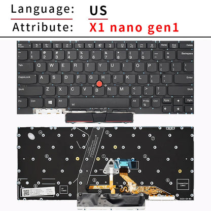 Replacement US/RU Russian Laptop Keyboard For Lenovo ThinkPad Lenovo X1 Nano Gen1 X1 Nano Gen2 With Backlit