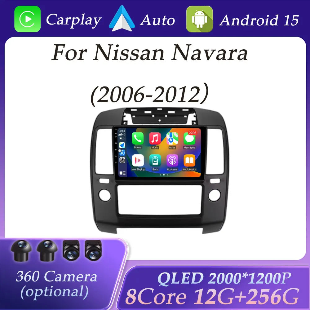 GPS Navigation for Nissan Navara 2006 - 2012 CarPlay Car Radio Video Audio Multimedia Player DSP Stereo Bluetooth  QLED Screen