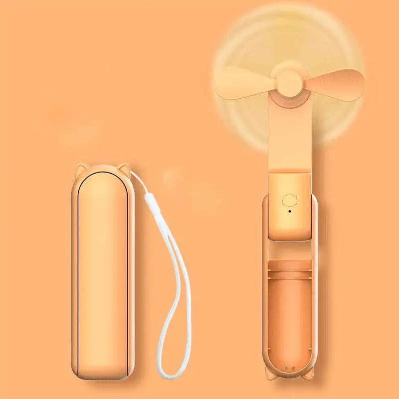 Portable Fan 2000mAh USB Rechargeable 3 Speed Mini Handheld Foldable Fan Hand Held Small Pocket Travel Fan with Handy Power Bank
