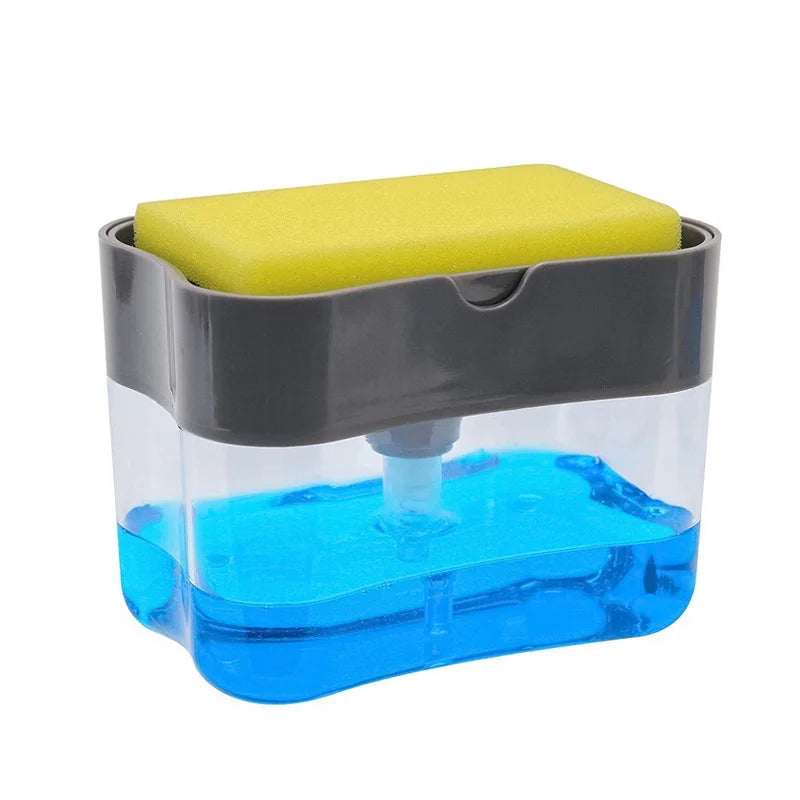 Dish Soap Dispenser for Kitchen,Liquid Soap Dispenser Kitchen Soap Dispenser with Sponge Holder,Sponge Caddy Soap Pump Dispenser