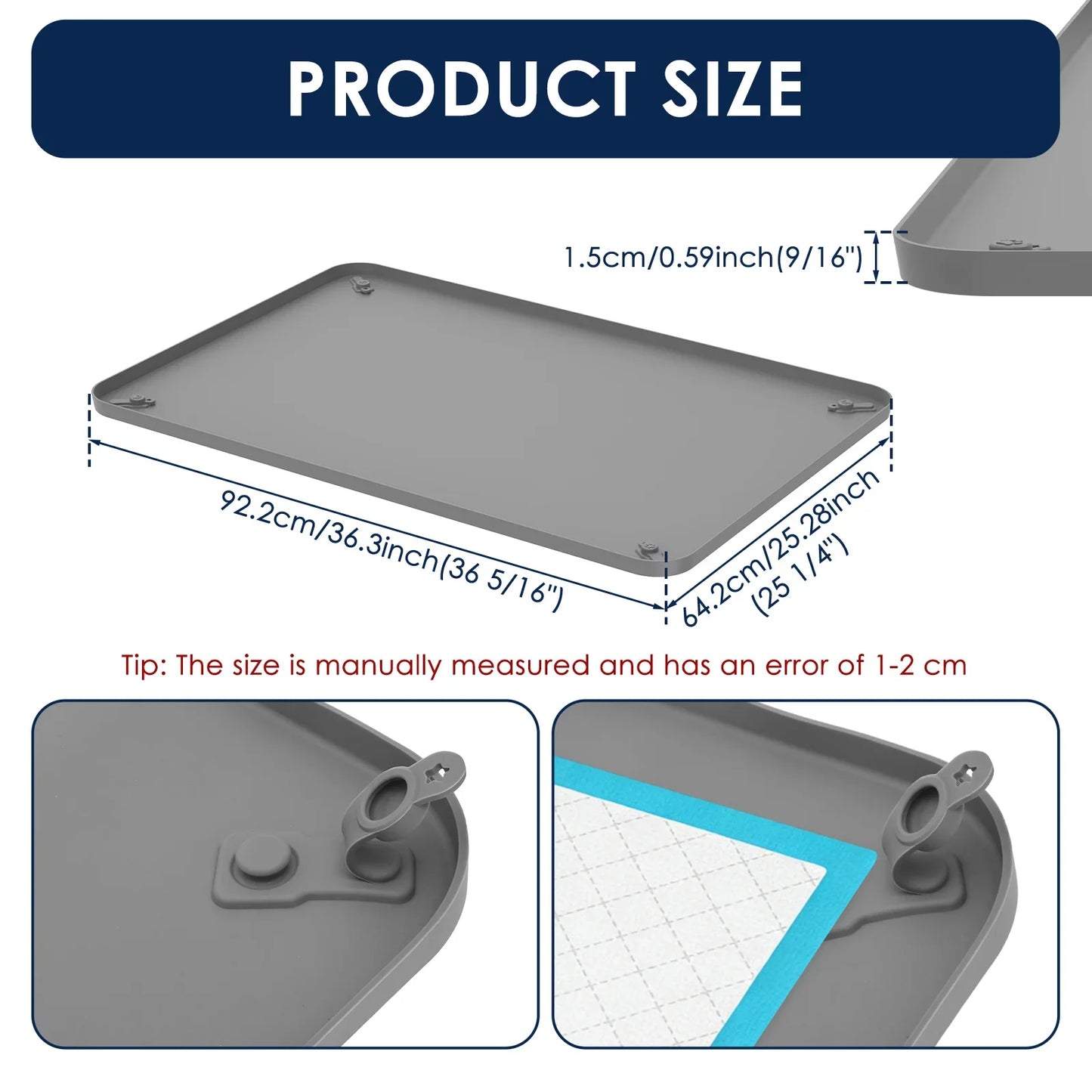 Pet Pee Pad Holder Silicone Dog Urine Pad Holder with Corner Snaps Leak Proof Puppy Pee Tray Mat Dog Training Mat Pet Supplies