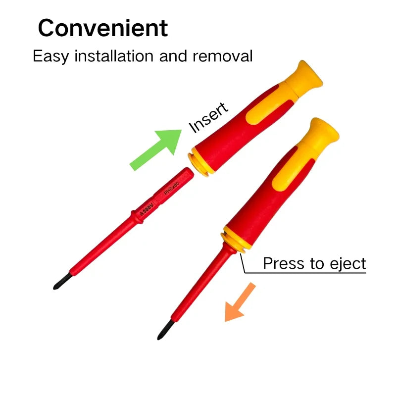 10-in-1 500V Insulated Screwdriver Set with Case Interchangeable Blades Magnetic High Hardness Home Electrician Repair Tools