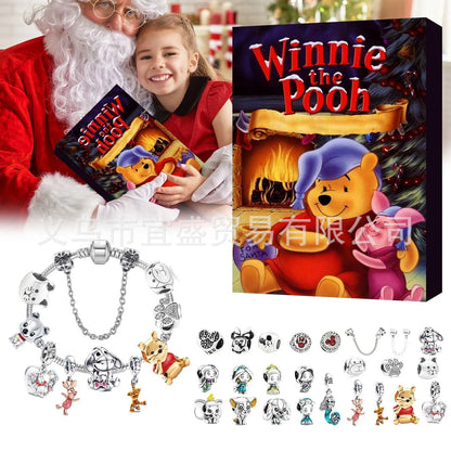 Disney Stitch Mickey Mouse Christmas Advent Calendar Bracelets 24 Days Countdown Calendar Diy Jewelry Making Cute Christmas Gift