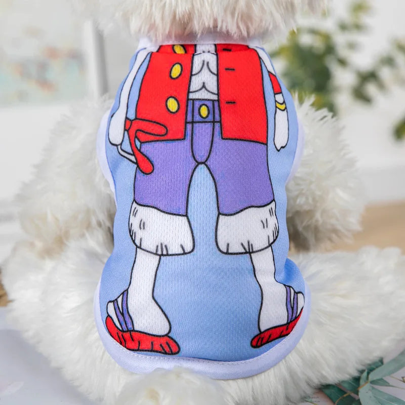 Cartoon Print Pet Clothes for Small Dogs Summer Quick Drying Kitten T Shirt Non Wrinkle Yorkshire Vest  Colorfast Pet Clothing