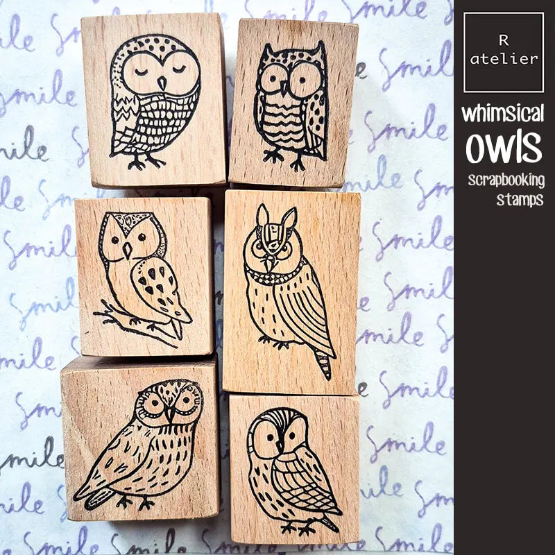 Stamp Scrapbooking Night Owl Journaling Supplies Kawaii Stationary Birds Wooden Stamps