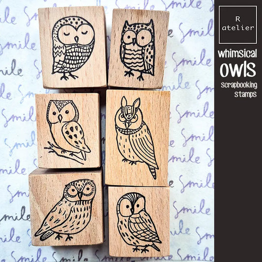 Stamp Scrapbooking Night Owl Journaling Supplies Kawaii Stationary Birds Wooden Stamps