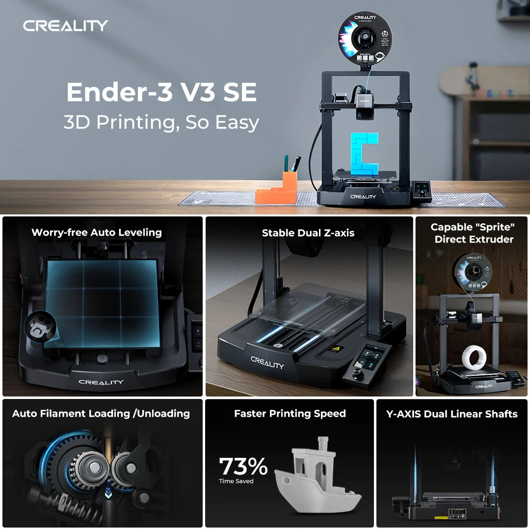 Creality Ender 3 V3 SE 3D Printer With 250MM/S Fast Printing Automatic Leveling Sprite Extruder Dual Z-axis And Y Optical Axis