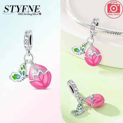925 Sterling Silver Chameleon Luminous Firefly Butterfly Charms Beads Fit 925 Original Bracelets Fine DIY Jewelry Making