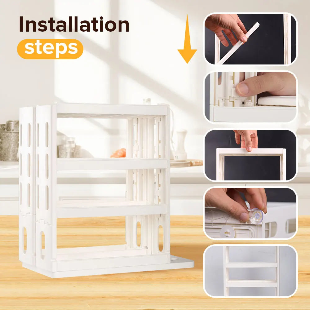 Spice Storage Rack,90 Degree Swivel Item Storage Rack, Countertop 3 Tier Storage Rack,Small Storage And Organizer Rack ﻿