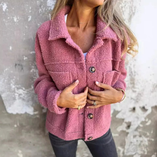 2025 Autumn Winter Clothes Women Lapel Single-breasted Lapel Jacket Solid Color Fashion New in Outerwears Pockets Coat Chic Tops