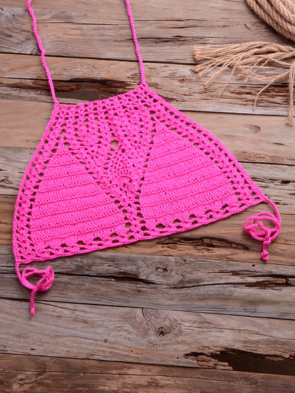 Sexy Crochet Bikinis Sets Handmade Knitted Cotton Swimwear Swimsuit Top + Bottom Bandage Women Sexy Beachwear Biquinis