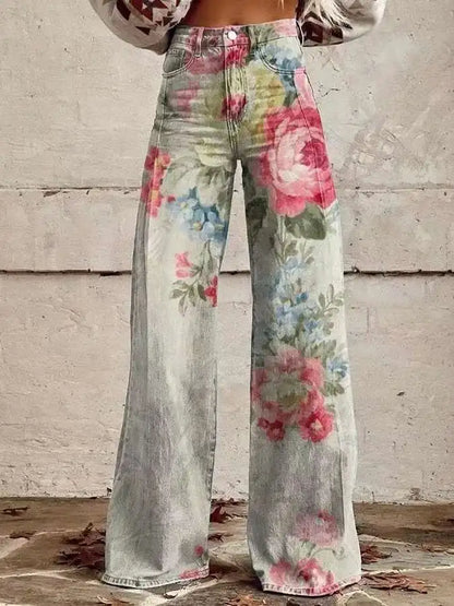 2025 Retro 3D Printing Fashion High Waist Pants High Street Loose Wide Leg Pants for Women Harajuku Trousers Spring Summer