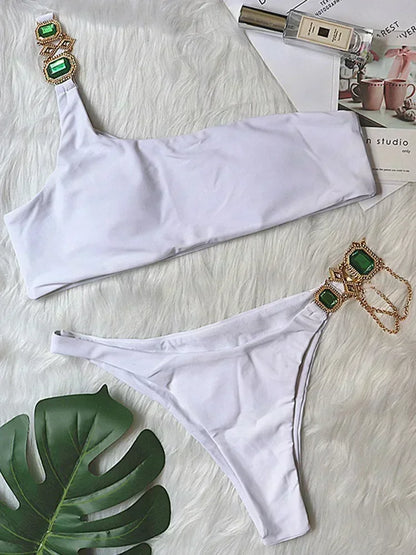 Halter Crystal Rhinestone Diamond Bikini 2025 Female Swimsuit Women Swimwear Two Pieces Bikini set Brazilian Bathing Suit Swim