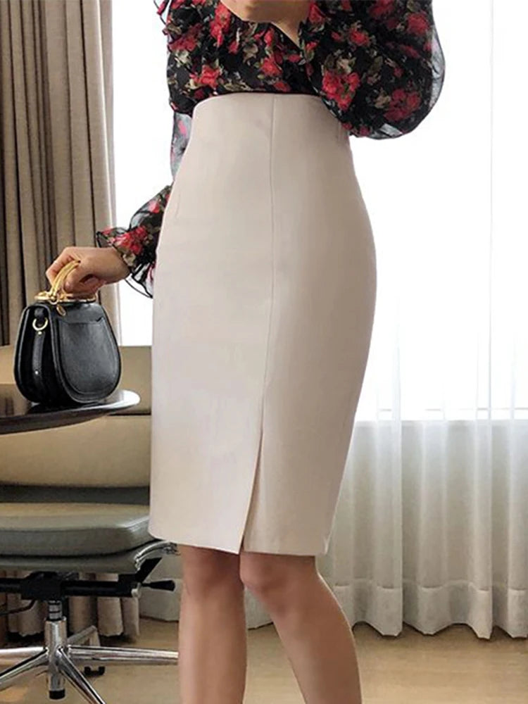 ZANZEA 2025 Summer High Waist Bodycon Skirt Vintage Faldas Women Fashion Knee Length Skirts Casual Split Hem Office Work Jupes