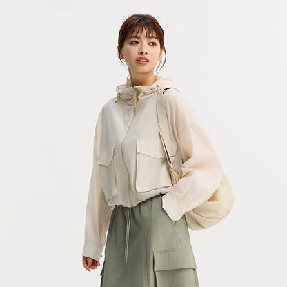 Semir Jacket Women Cropped Oversize 2025 New Summer Hooded Sun Protection Textured Coat for Outdoor Activities