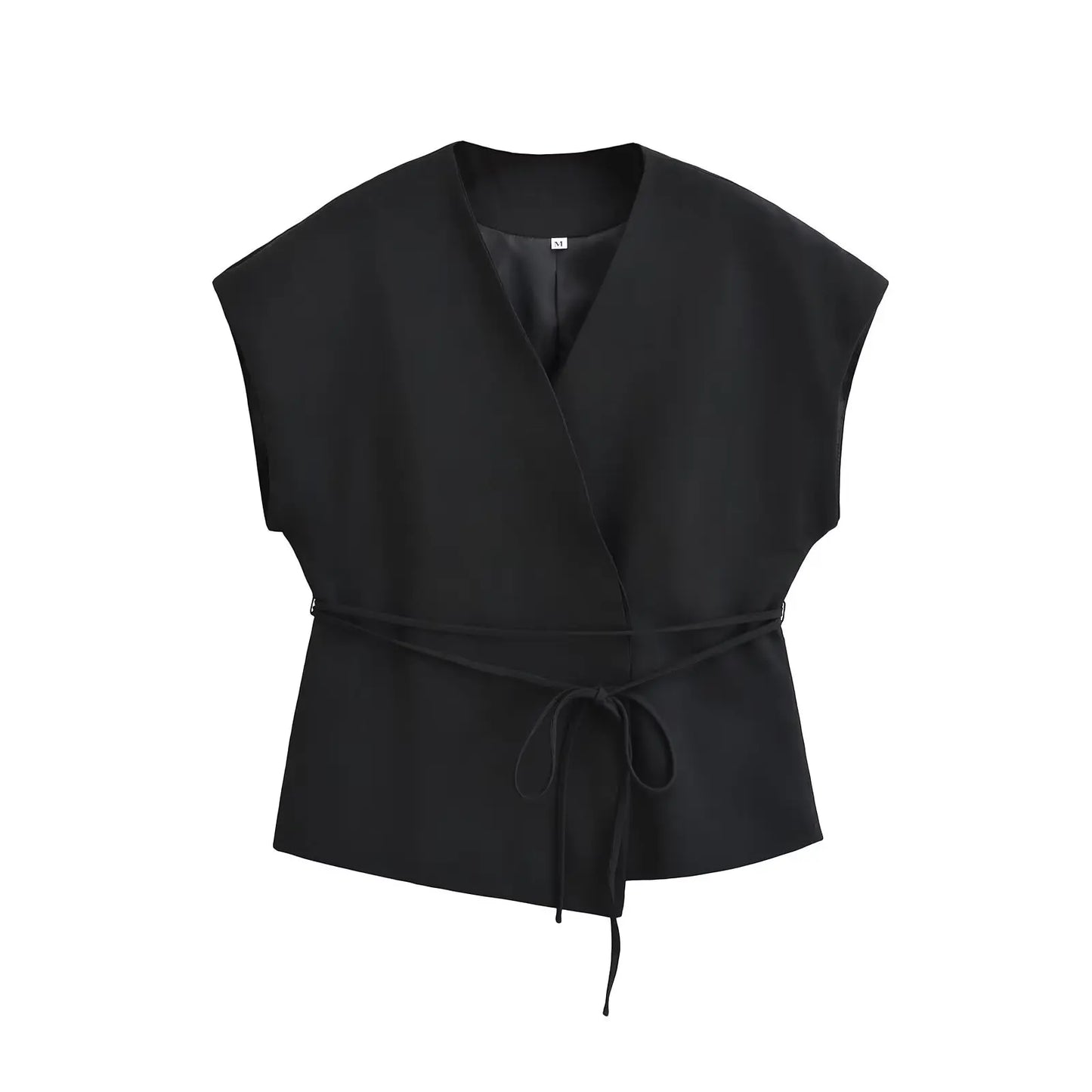 HH Women Elegant Solid Vests V Neck Sleeveless Lace Up Shirt Coat Casual Summer Female Fashion Y2k Top Vests