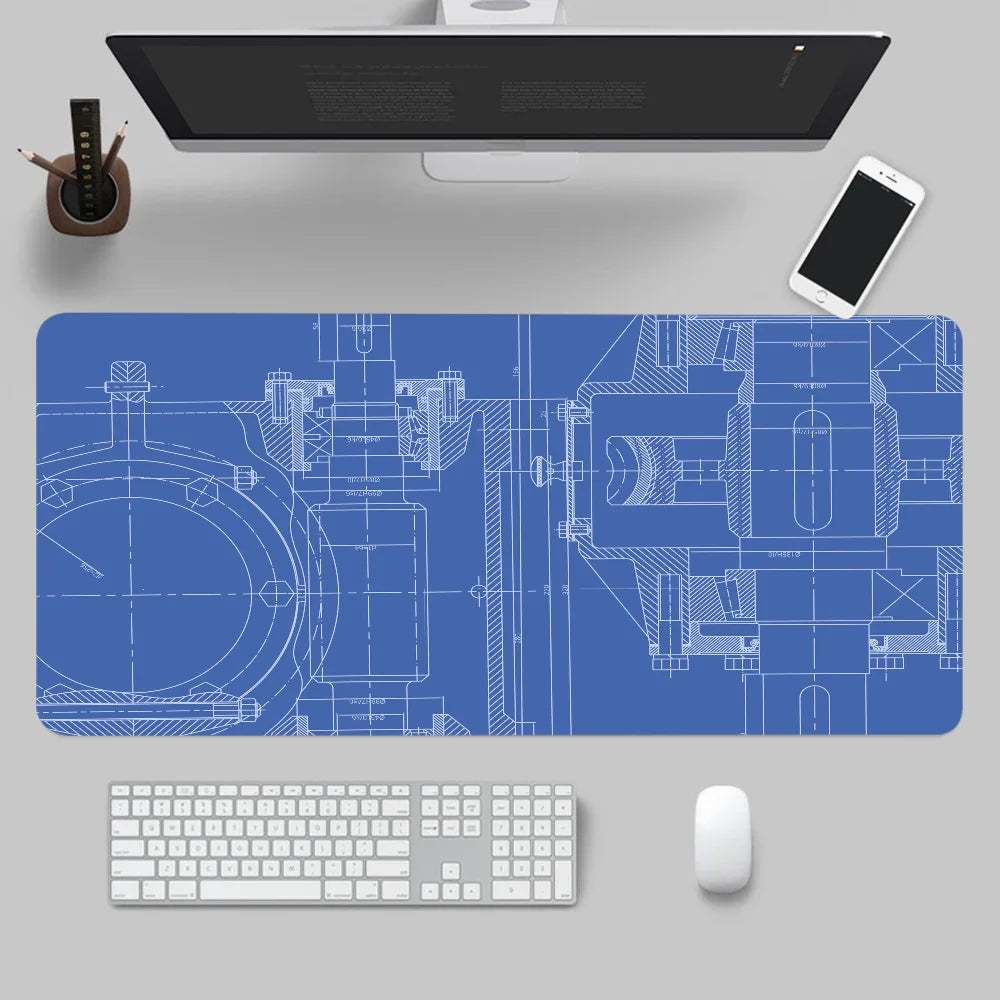 Mouse Pad Gaming Accessory Mechanical Drawings Home Large HD Mousepad XXL MousePads Natural Rubber Carpet Non-Slip Table Mat
