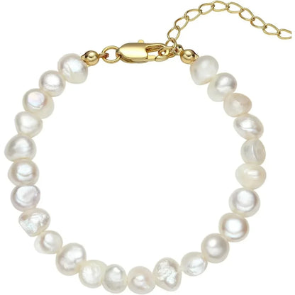 Hengsheng 6-7mm Baroque Natural Freshwater Pearl Bracelet 18cm Length Adjustable Anklets Bracelets for Women Jewelry Gift