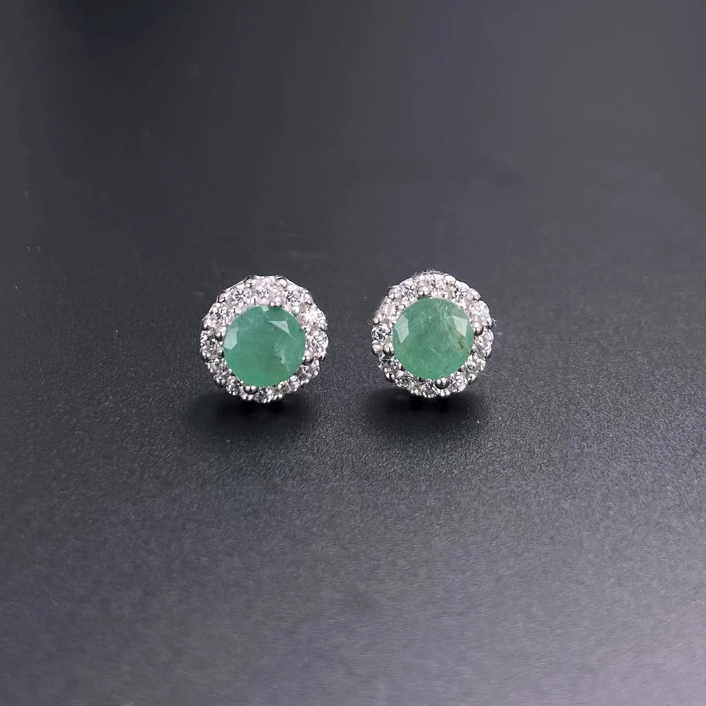 Elegant Natural Emerald Jewelry Sets Sterling 925 Silver Gemstone 5mm Fine Jewelry for Women Party Wedding Fine Jewelry Gift