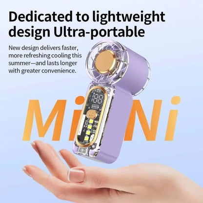 Portable 100 Gear Adjuatable Handheld Fan USB Rechargeable High Speed Pocket Fan with Led Light Mini Electric Fan Summer Use