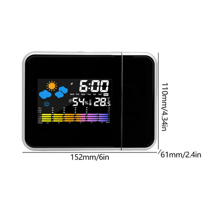 Projection Clock Digital LED Projector with Night Backlight for Home Living Room Bedroom Desk Table Thermometer Hygrometer