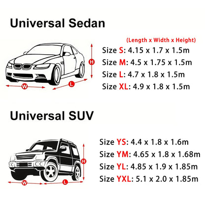 Car Cover Protect Outdoor Exterior Anti Sun Snow UV Winter Summer SUV Sedan Auto Sunshade Dustproof Waterproof Black Silver
