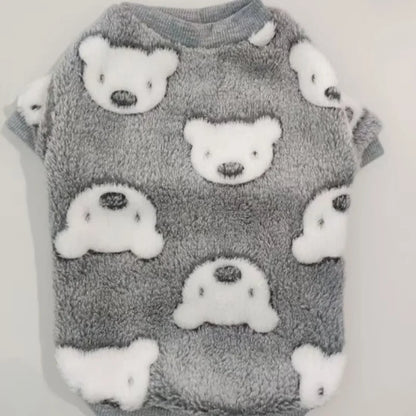Pet Clothes Autumn Winter Flannel Cat Dog Clothing Warm Dog cat Indoor Loungewear Pajamas Bear Print Two-legged Puppy Vest