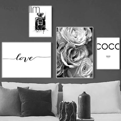 Fashion Wall Paintings Flowers Print Pictures Perfume Canvas Poster Lips Love Art Prints Nordic Wall Posters Living Room Decor